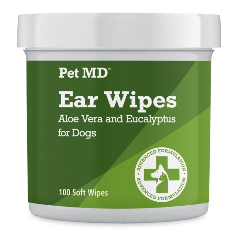Pet MD ear wipes for dogs, aloe vera and eucalyptus, 100 soft wipes