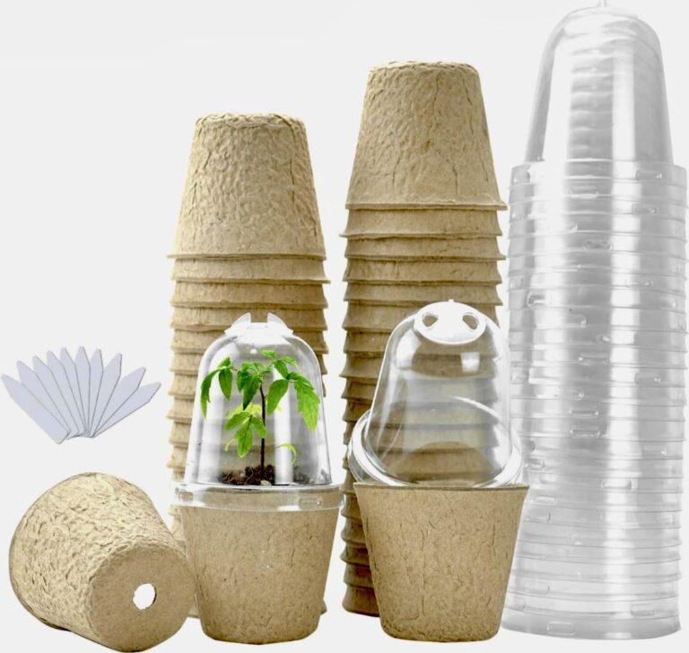 Seed starting kit with peat pots, domes, and plant markers