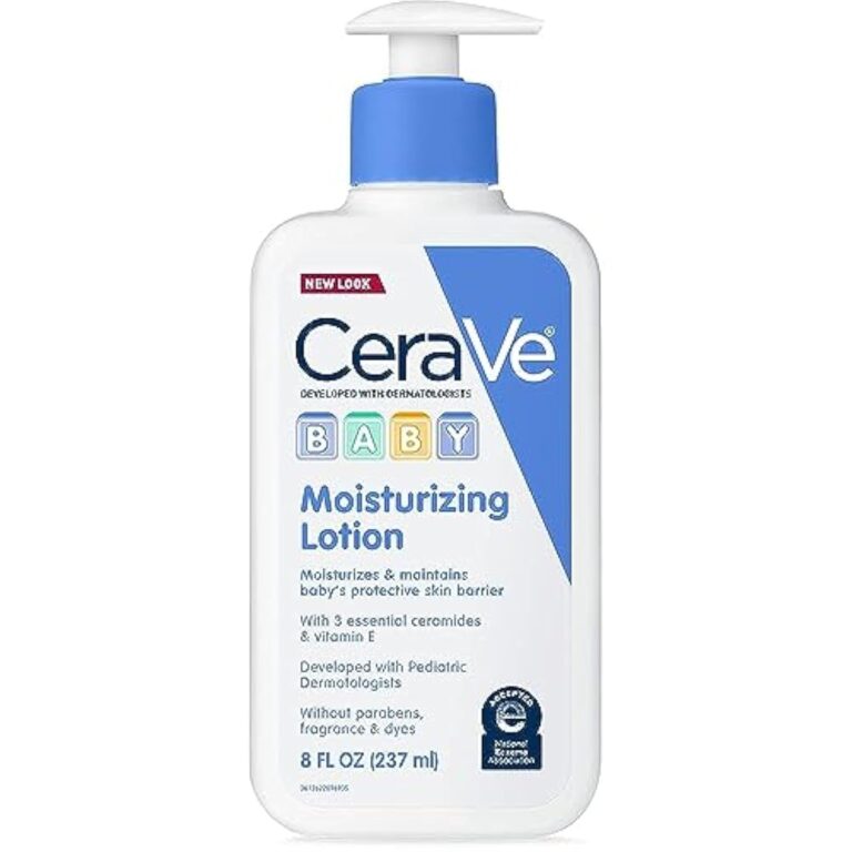 CeraVe Baby Moisturizing Lotion bottle with pump, white and blue label
