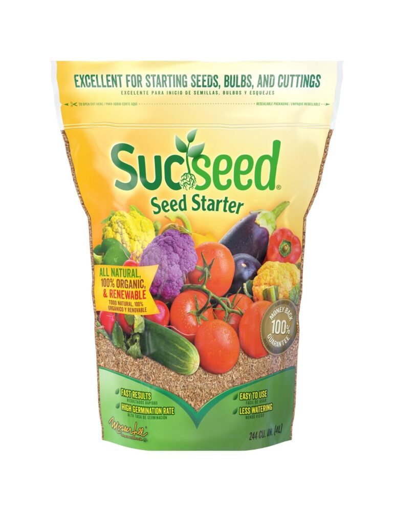 Bag of "Sucseed" seed starter with vegetables and guarantee label