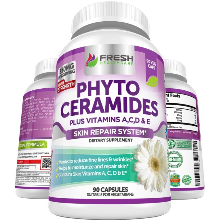Three bottles of "Phyto Ceramides" dietary supplement with skin repair claims