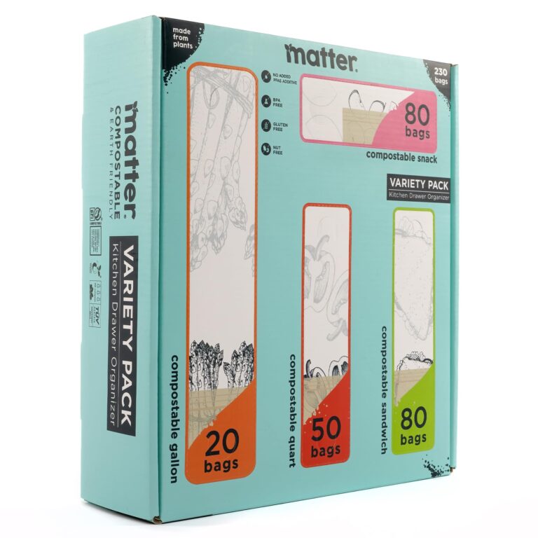 Variety pack of compostable bags for kitchen drawer organization