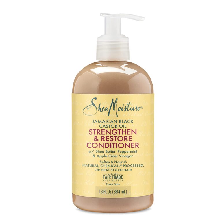 Shea Moisture Jamaican Black Castor Oil conditioner bottle with pump dispenser