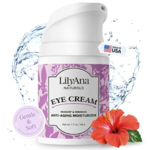 LilyAna Naturals eye cream with hibiscus flower and water splash