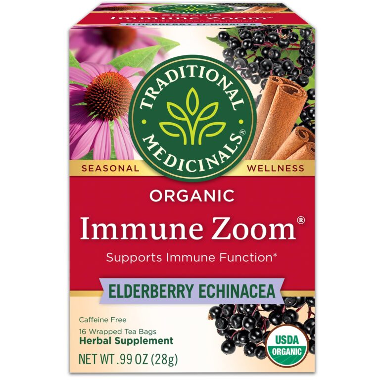 Box of "Immune Zoom" tea with elderberry and echinacea