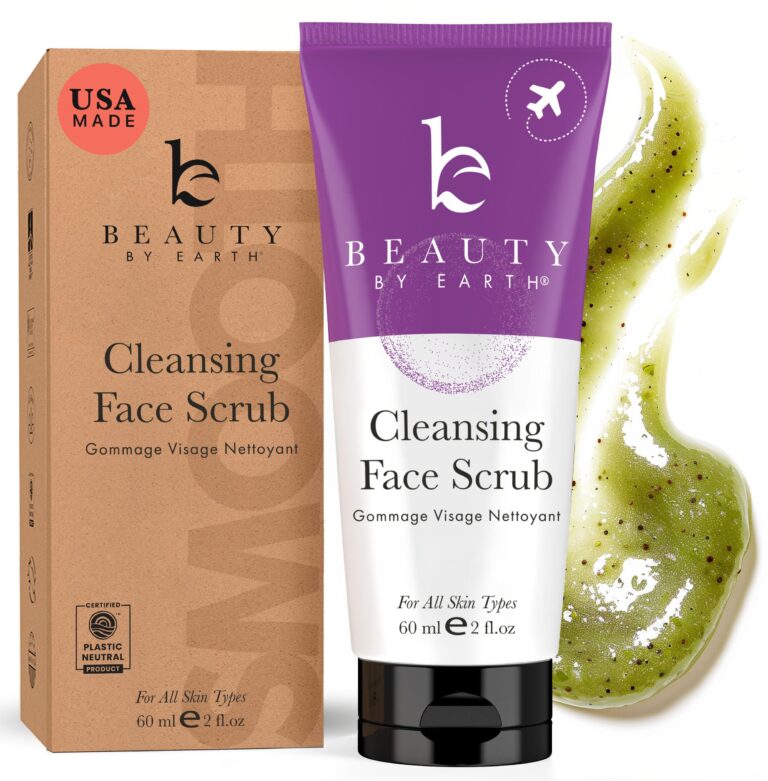 Beauty by Earth Cleansing Face Scrub with box and green scrub sample